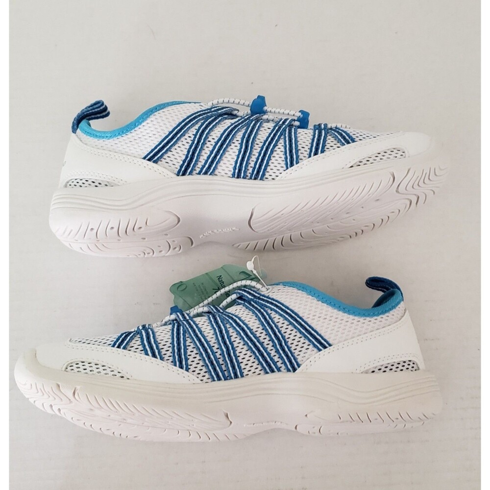 NEW Lands End Womens 6 Med White Blue Mesh Slip-on Athletic Water Shoes W Box - Picture 10 of 16